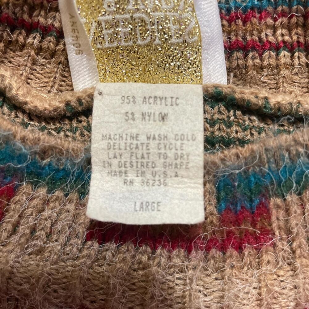 Vintage-Inspired Multicolor Fair Isle Crewneck Sweater - Picture 8 of 8